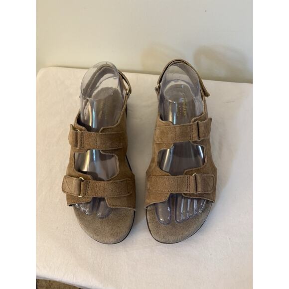 Cobbie Cuddlers Sandals Womens Size 8.5W Beatrice 52070 Tan Suede Comfort - Picture 2 of 8